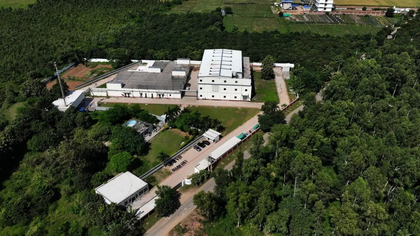 Aerial view of the Vibcare Healthcare plant on its 5-acre site at Dabkori, Panchkula