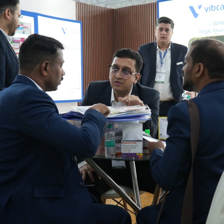 Product discussion at stall 1A.C05, CPHI India 2025