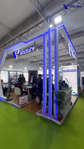 Vibcare Healthcare stall 1A.C05 at CPHI India 2025