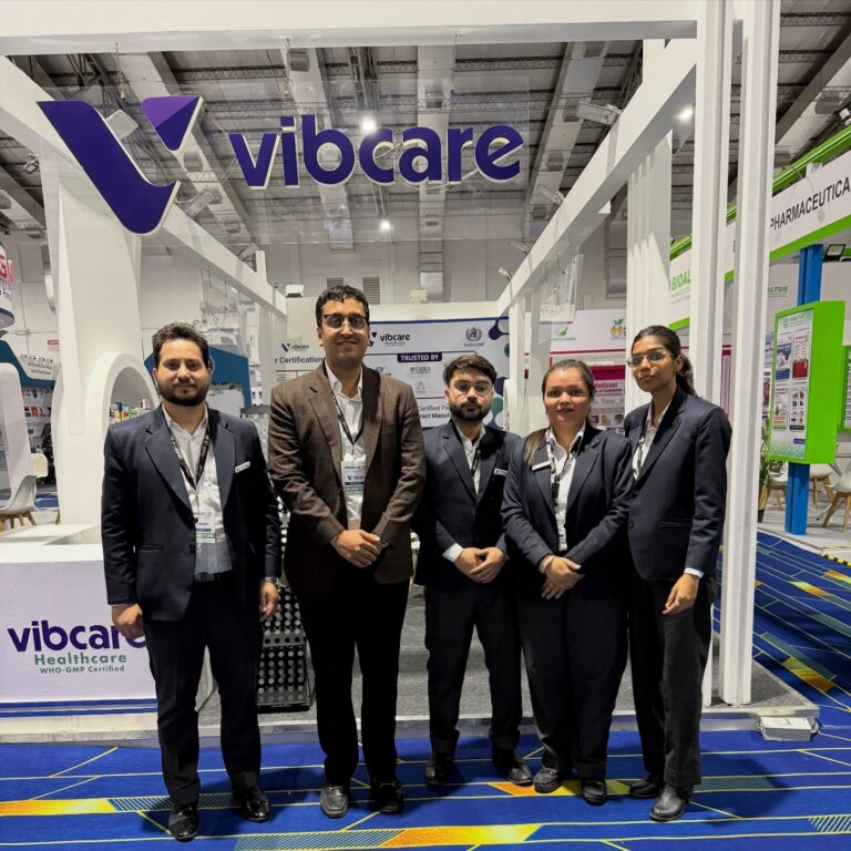 Vibcare Healthcare team at the PharmmaEx Coimbatore 2026 stall