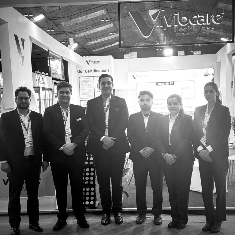 Vibcare Healthcare team at the PharmmaEx Kolkata 2026 stall