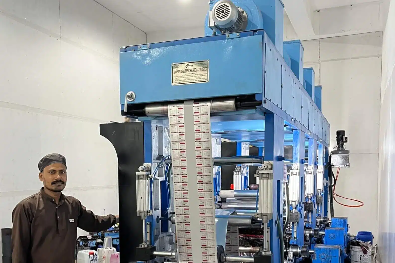 4-colour rotogravure foil printing machine at the Vibcare Healthcare plant