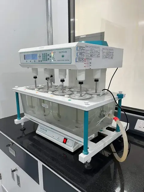 Dissolution test apparatus in the quality control lab