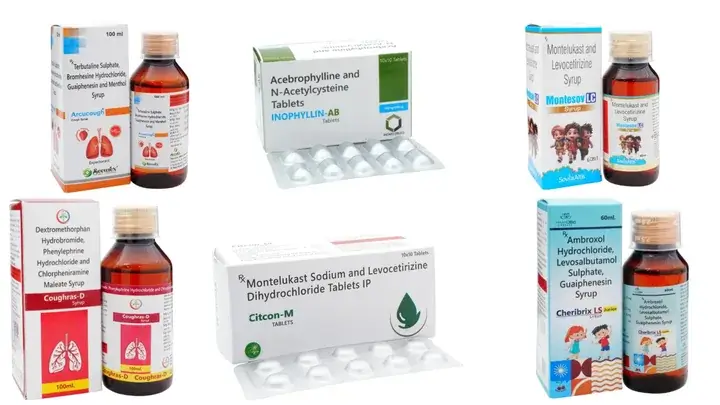 Respiratory, cold and cough range packs manufactured at Vibcare Healthcare
